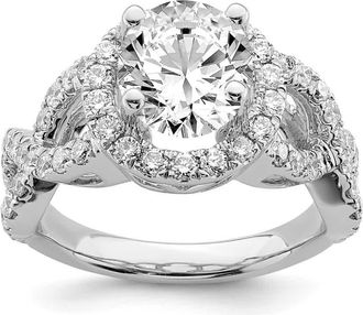 Diamond2Deal 14K White Gold 1 1/5 Ct Lab Grown Diamond Round Halo Engagement Ring