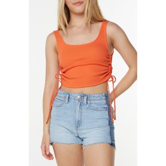Roxy Surf Stoked Crop Rib Tank in Tigerlily Solid at Nordstrom, Size Xx-Large