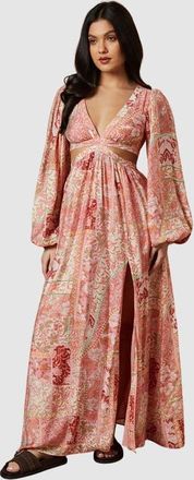 Oasis Long Sleeve Side Cutout Maxi Dress in Pink at Nordstrom, Size 12