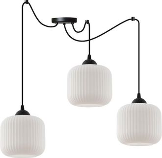 OEM L&aacute;mpara Colgante Riffle Spider Negra 3 Pantallas Cilindricas Planas Blancas E27