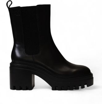 Calvin Klein Womens Cleo Chelsea Bootplatform Ankle Boots - Black Leather - Size EU 37