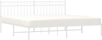 vidaXL Metal Bed Frame without Mattress with Headboard White 193x203cm Vidaxl