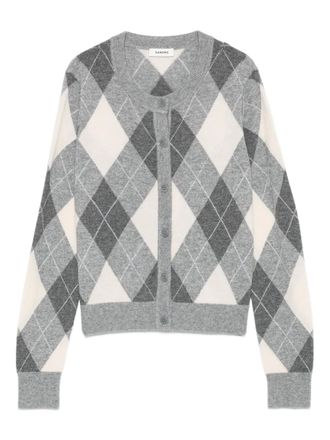 Sandro argyle-pattern cardigan - women - Cashmere/RWS Wool - 3 - Grey
