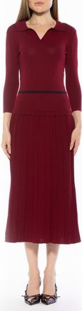 Alexia Admor Sable Pleated Knit Midi Dress in Burgundy at Nordstrom, Size X-Small