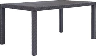 vidaXL Vidaxl - Mesa De Jard&iacute;n De Pl&aacute;stico Aspecto Rat&aacute;n Marr&oacute;n 150x90x72 Cm