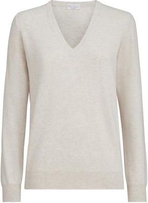 Brunello Cucinelli Cashmere sweater with monili in Oyster at Nordstrom, Size Xx-Large Eu