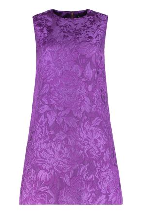 Dolce & Gabbana Womens Jaquard Mini Dress - Purple Cotton - Size EU 40 (Womens)