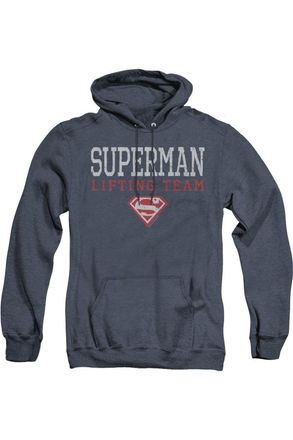 Gildan Superman Lifting Team Adult Heather Hoodie / Hooded Sweatshirt