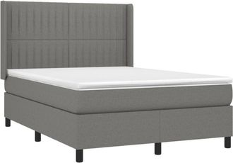 vidaXL Cama Box Spring Con Colch&oacute;n Tela Gris Oscuro 140x200 Cm Vidaxl