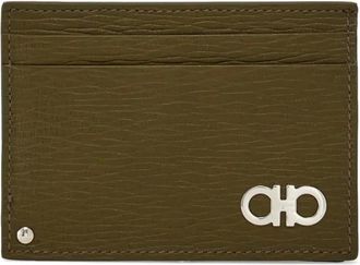 Ferragamo Gancini cardholder - men - CALFSKIN/CALFSKIN/Fabric - One Size - Verde oliva/Testa di Moro/Caffè