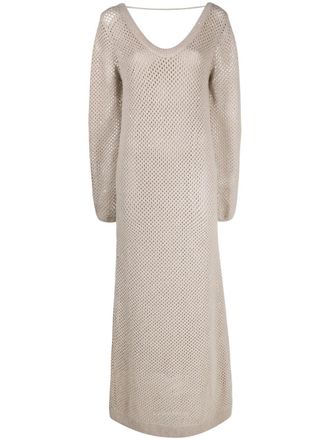 Brunello Cucinelli Opengebreide maxi-jurk - Beige
