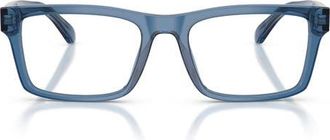 Emporio Armani 54mm Rectangle Optical Glasses in Shiny Blue /Demo Lens at Nordstrom