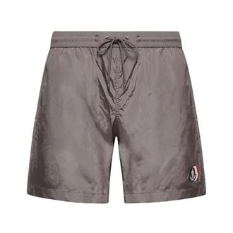Moncler Beachwear, male, Gray, Size: XL Logo-patch Swim Shorts