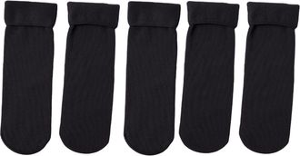 Generic Thick Winter Fleece Socks for Women, Unisex, Warm, Mid-rise, Cuddly, Non-Slip, for Home and Outdoor (5 Pairs Set) Socks Men Suit, black, One Size