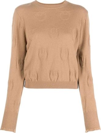 Pinko Marmotta Sweater - Dames - Ronde hals truien - Bruin - M - Kasjmier - Truien & Vesten