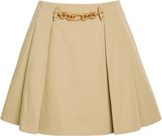 Balmain Embellished Pleated Cotton Mini Skirt - Sand - 34 (UK6 / XS)