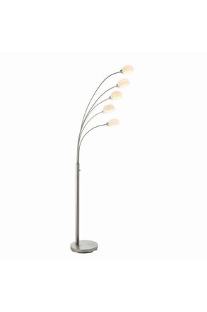 Netlighting Jaspa LED 5 Light Floor Lamp Satin Nickel White Glass