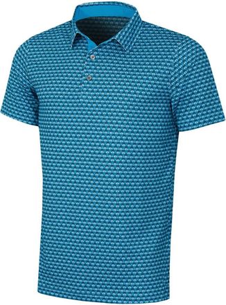 Puma Puma Golf Mens Mattr Palm Deco Golf Polo Shirt - Aqua Blue-Black - L