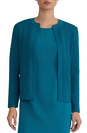 Kasper Kissing Front Cardigan in Bottle Teal at Nordstrom, Size X-Large