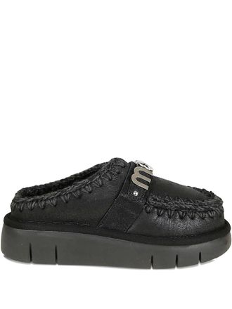 Mou logo-lettering mules - Black