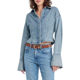 Favorite Daughter The Eyes On Me Denim Button-Up Shirt in Lexington at Nordstrom, Size X-Small