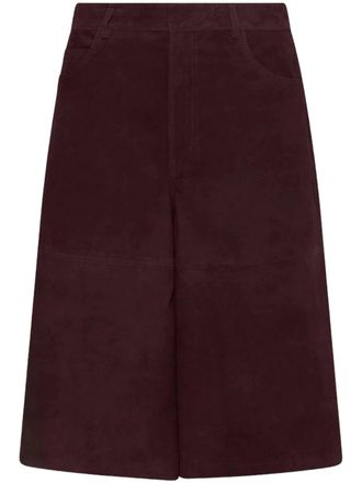 Marella Burgundy Mllscoglio High-Waisted Wide-Leg Shorts