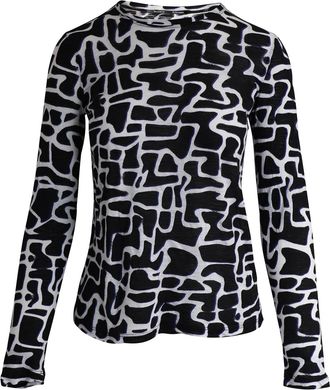Proenza Schouler Proenza Schouler bedrukte top met ronde hals in zwart katoen