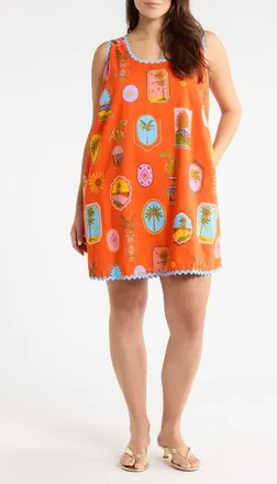 Sugarlips Maury Postcard Auriel Shift Minidress in Red Pink Multi at Nordstrom, Size 2X