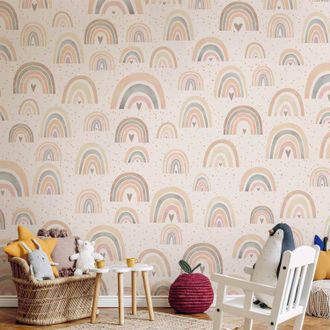 OEM Carta Da Parati Artgeist Rainbows And Hearts Colorato 350x245 Cm
