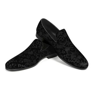 AlltheMen Heren Penny Loafers met Elegante Jacquard Zwart