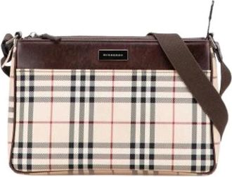 Burberry Pre-owned Cross Body Bags, female, Beige, Size: ONE SIZE Pre-owned Canvas Crossbody Bag