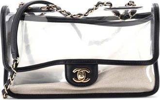 Chanel Sand By The Sea Flap Bag PVC with Lambskin Medium shoulder bag - Zwart