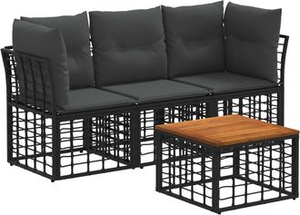 vidaXL Conjunto De Sof&aacute;s De Exterior 4 Uds. Negro Y Gris Oscuro Vidaxl