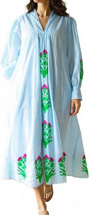 SZ Blockprints Leo Midi Dress In Garden Palladio