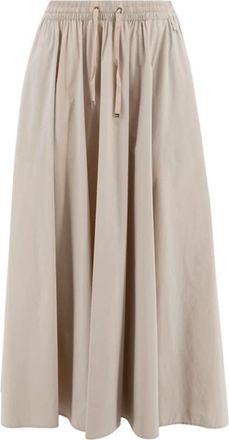 Herno Rokken, Dames, Beige, L, Nylon, Chantilly Rok Elegant Elastische Taille Zakken