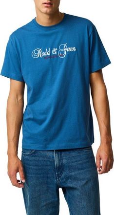 Rodd & Gunn Wendon Valley Embroidered Logo T-Shirt in Denim at Nordstrom, Size Xxx-Large