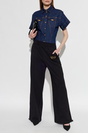 Versace Jeans Couture Denim Bodysuit, Womens, Navy Blue