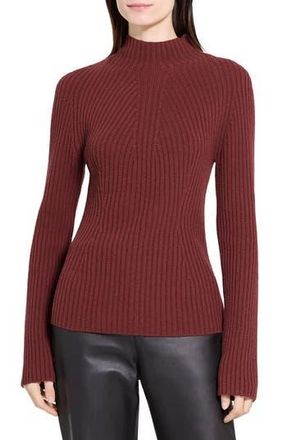 Theory Traveling Mock Neck Rib Cashmere Sweater in Oxblood Red at Nordstrom Rack, Size Petite