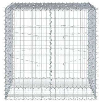 Berkfield Home Stunning Gabion Basket with Cover 100x100x100 cm Galvanised Iron in Silver | Size: 100 x 100 x 100 cm