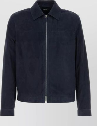 Ermenegildo Zegna suede jacket collared design long sleeves