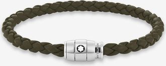Montblanc Leder-Flechtarmband Three Rings Khaki - M