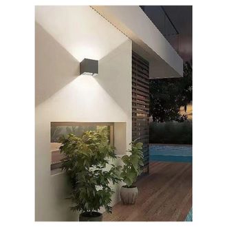 Trade Shop Trade Shop Traesio - Trade Shop - Applique Da Parete 22watt Grigio Per Esterno Doppia Emissione Luminosa Ip65 Es66