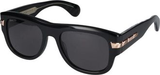 Gucci Gg 1517S Rechthoekige Zonnebril - Heren - Zonnebrillen - Zwart - 54 MM - Nylon - Accessoires