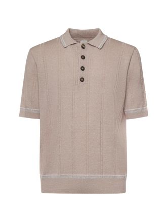 Eleventy Textured Vertical Stripe Five-Button Polo Shirt