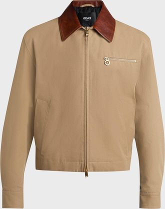 Versace Men & apos;s Leather Collar Blouson Jacket