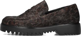 Gabor Schoenen, Dames, Bruin, 40 1/2 EU, Wol, Loafer met luipaardprint voor de herfst