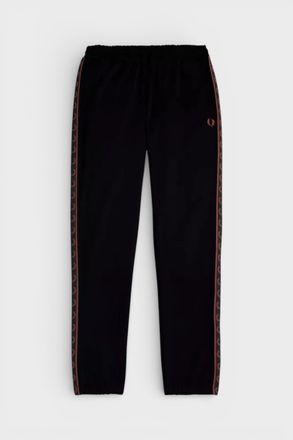 Fred Perry Mens Contrast-Taped Track Pants Black/Brown - Size X-Large