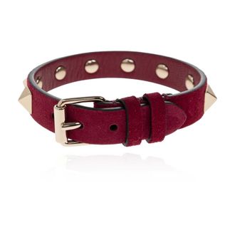 Valentino Garavani Accessoires, Dames, Rood, ONE Size, Leer, Suede armband met studs