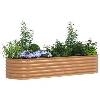 Berkfield Home Raised Garden Bed Brown with Wood Look 240x80x44 cm Steel | Size: 240 x 80 x 44 cm