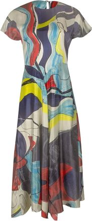 Roksanda Ilincic abstract-print asymmetric dress - Blue